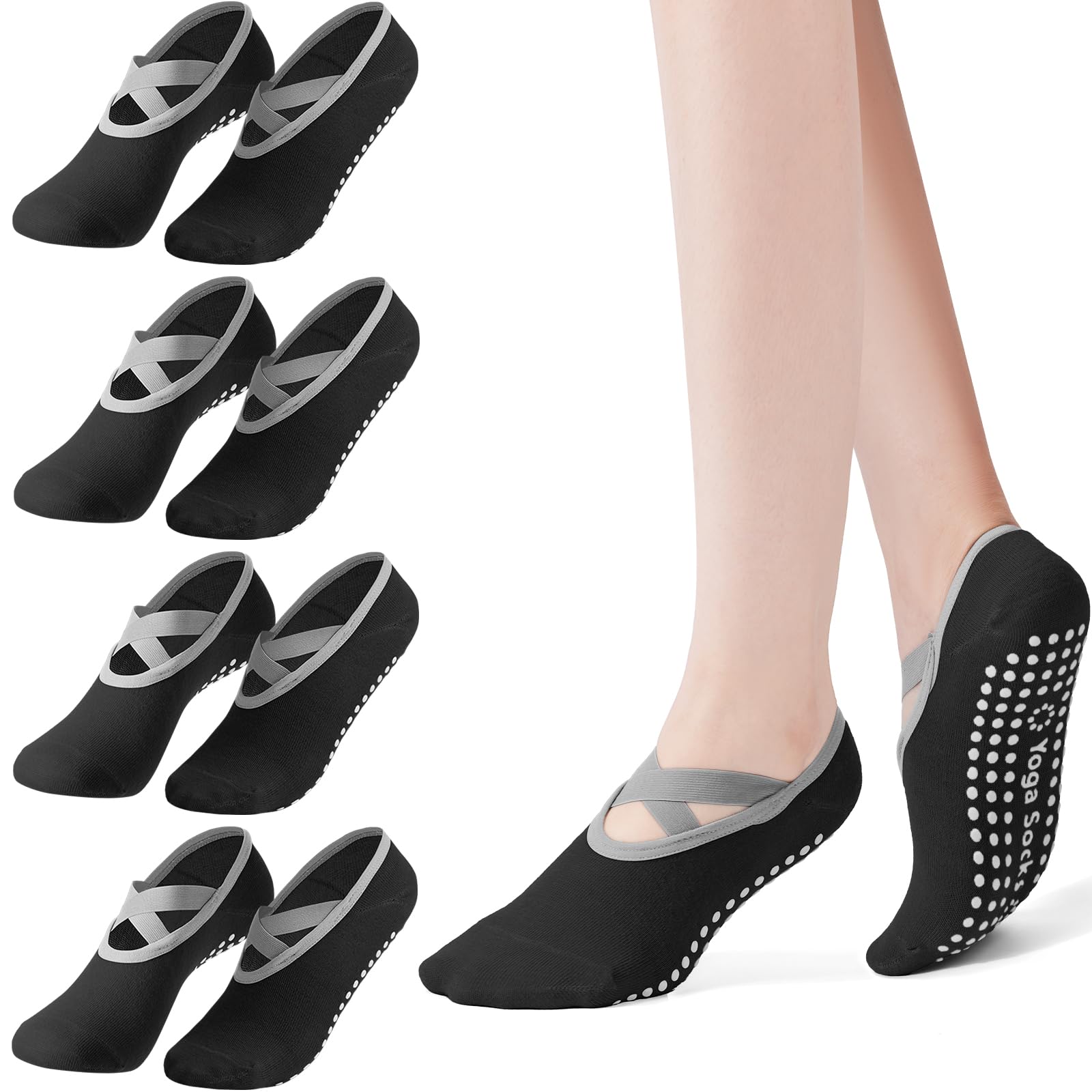 Medias Para Pilates Y Yoga - 4'lü Paket Kadın Pilates Çorapları, Kaymaz