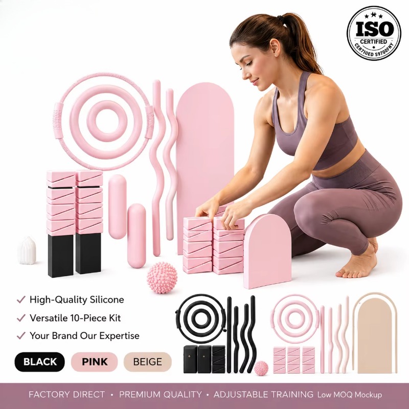 Pilates Yoga Combined - Ağırlık çubuğu, silikon dambıl yoga matı,