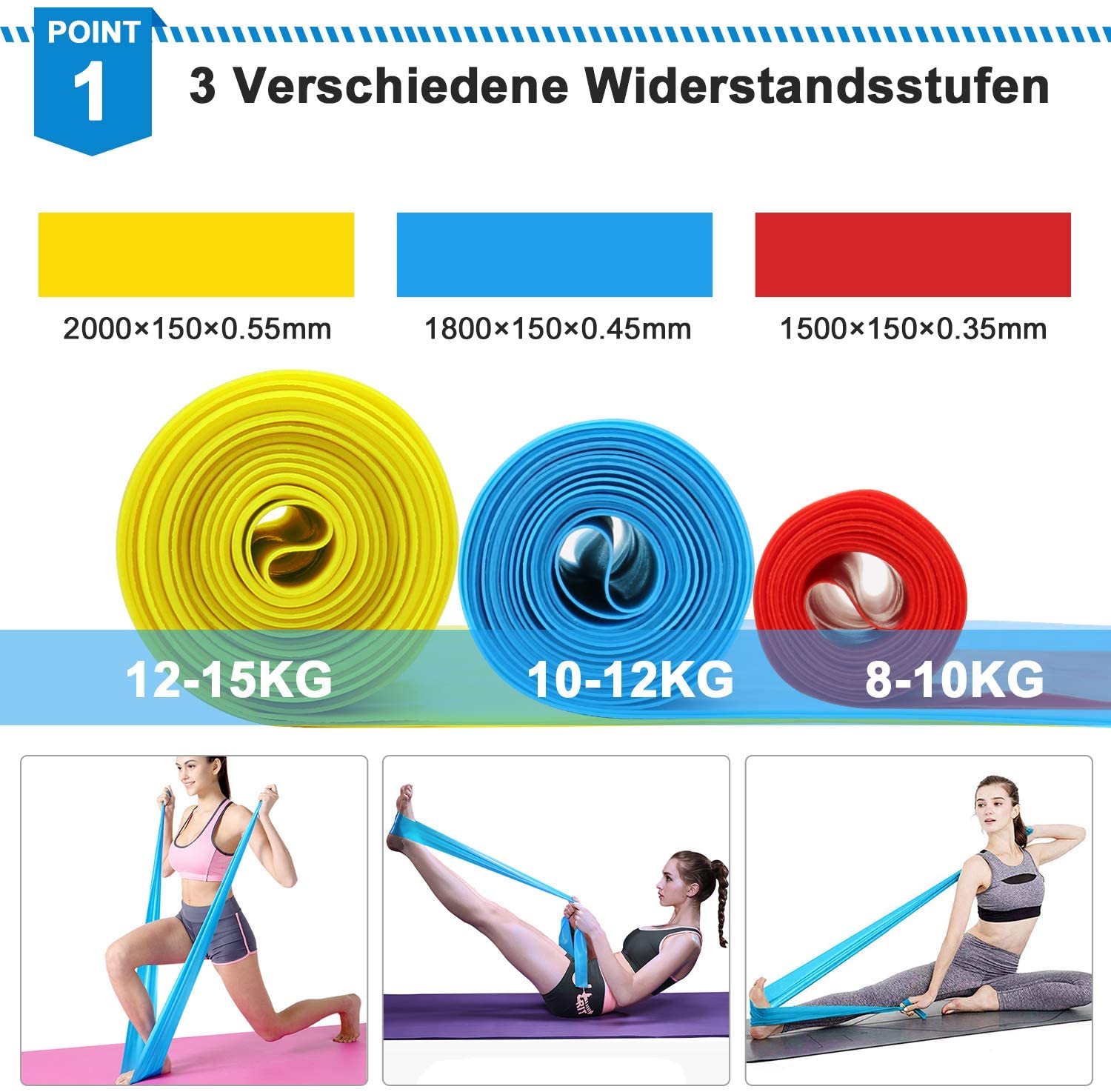 Elastik Fitness Bantları 3 Ade - Pilates Yoga Reformer incelemesi ve fiyatı